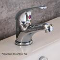 Polished chrome Diamond mini tap with curved basin wall hung  