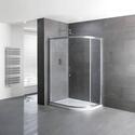 Volente Single Door offset Quad Silver Shower Enclosure Modern Bathroom