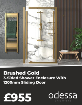 Brushed Gold 3 sided shower enclosure