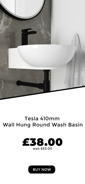 Tesla Wall Hung 410mm Round Wash Basin with Optional Black Tap