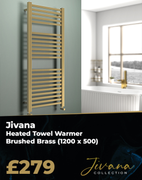 Jivana Heated Towel Warmer Brushed Brass (1200 x 500mm)