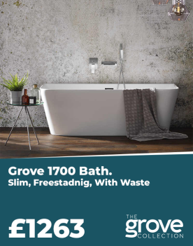 Grove 1700 Slim Freestanding Bath with Waste