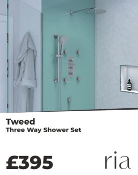 Tweed 3 Outlet Shower Set with Shower Head (Wall Mounted), Handset Slider Kit, Bath Filler or Body Jets