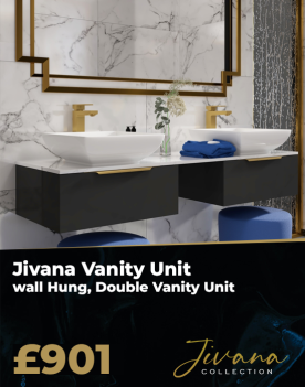 Jivana 1500mm Wall Hung Grey Double Vanity Unit