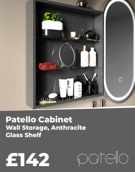Side Banner Of A Patello Grey Glass Shelf Wall Storage