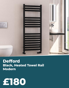 Defford Black Heated Towel Rail 1200 x 500