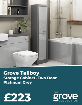 Side Banner of a Grove 2 Door Bathroom Tallboy Storage 1500mm Platinum Grey
