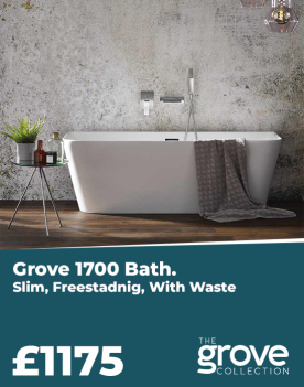 Grove 1700 Slim Freestanding Bath with Waste