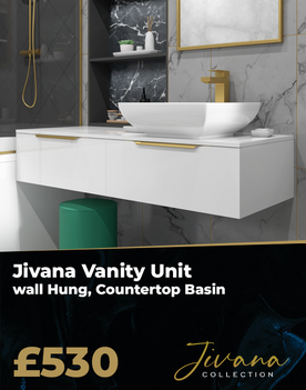 Jivana 1200mm Wall Hung White Countertop Vanity Unit
