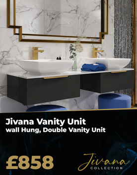 Jivana 1500mm Wall Hung Grey Double Vanity Unit