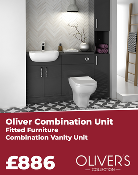 Oliver 1500 Fitted Furniture: Combination Vanity Unit, Toilet & Tall Storage