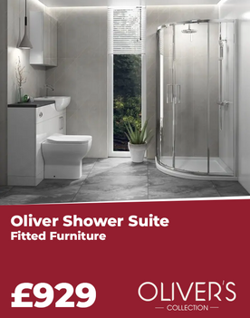 Oliver Shower Suite 1200 Fitted Furniture: Combination Vanity Unit & Toilet with 900 Quad Shower Enclosure