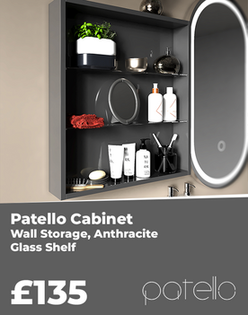 Side Banner Of A Patello Grey Glass Shelf Wall Storage