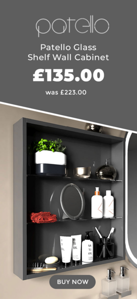 Side Banner Of A Patello Grey Glass Shelf Wall Storage
