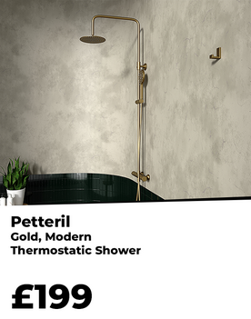 Petteril Gold Modern Round Thermostatic Shower