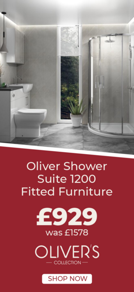 Oliver Shower Suite 1200 Fitted Furniture: Combination Vanity Unit & Toilet with 900 Quad Shower Enclosure