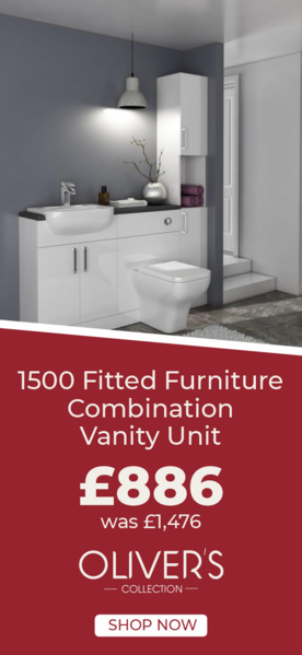 Oliver 1500 Fitted Furniture: Combination Vanity Unit, Toilet & Tall Storage