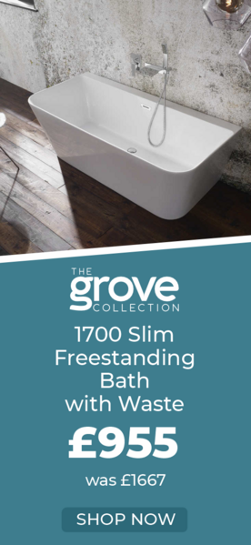 Grove 1700 Slim Freestanding Bath with Waste