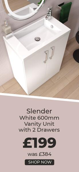 Slender White 600mm Vanity Unit (2 Drawers)