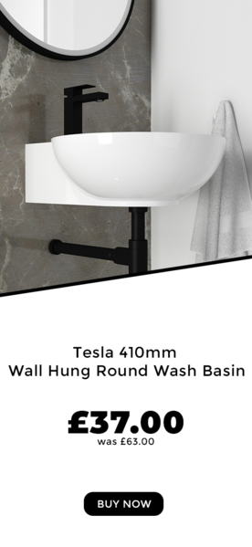 tesla monaco white wall hung basin with black tap