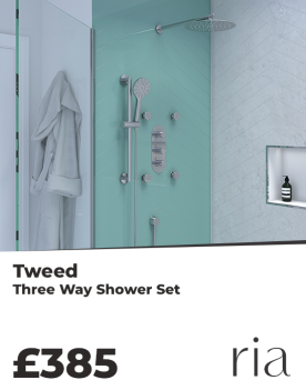 Tweed 3 Outlet Shower Set with Shower Head (Wall Mounted), Handset Slider Kit, Bath Filler or Body Jets