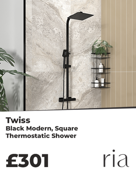 Twiss Black Square Thermostatic Shower