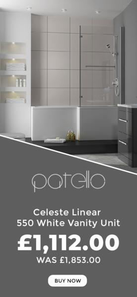 Patello 60mm Basin Grey Cabinet L Shaped Shower Bath Suite