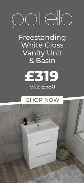 Patello 600mm Freestanding White Gloss Vanity Unit & Basin