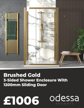 Brushed Gold 3 sided shower enclosure