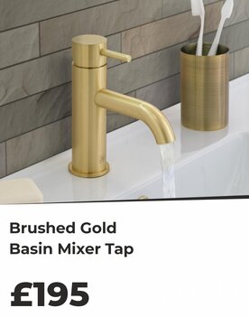 Just Taps Vos Brushed Gold Basin Mixer Tap