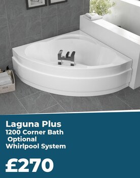 Laguna Plus 1200 Corner Bath & Optional Whirlpool System