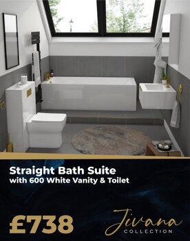 Jivana Straight Bath Suite with 600 White Vanity & Toilet