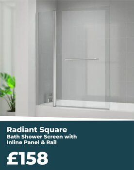 Radiant Bath Shower Screen with inline panel and rail