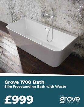 Grove 1700 Slim Freestanding Bath with Waste