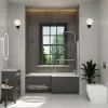 Patello 60 Grey L Shapped Shower Bath Suite Patello 60 Grey L Shapped Shower Bath Suite