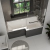 Patello 60 Grey L Shapped Shower Bath Suite Patello 60 Grey L Shapped Shower Bath Suite