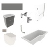 Patello 60 Grey L Shapped Shower Bath Suite Patello 60 Grey L Shapped Shower Bath Suite