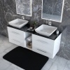 Sonix 1500 Glass Top Wall hung Vanity Unit Inc Counter Top Basins White Glass top double bathroom cabinets and basin