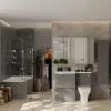 Pemberton L shape Bath Bathroom Furniture Suite Grey