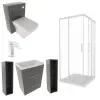 Patello Grey Shower Suite 1000 Vanity Storage Corner Shower BTW Toilet
