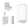 Patello White Shower Suite 1400 Vanity Storage Corner Shower Toilet Unit Pan Patello White Shower Suite 1400 Vanity Storage Corner Shower Toilet Unit Pan