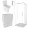 Patello White Shower Suite 600 Vanity Corner Shower Close Coupled Toilet Patello White Shower Suite 600 Vanity Corner Shower Close Coupled Toilet