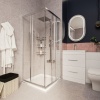 Top View of 1200mm White Vanity Unit with Back to Wall Toilet Small Bathroom Vanity Unit with 2 draws and Back to wall unit