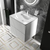 Elvia 600mm White Vanity Unit with White Basin, Chrome Handles & Legs Elvia 600mm White Vanity Unit with White Basin, Chrome Handles & Legs