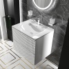 Elvia 600mm White Vanity Unit with White Basin, Chrome Handles & Legs Elvia 600mm White Vanity Unit with White Basin, Chrome Handles & Legs