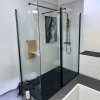 radiant black 1800 walkin corner shower enclosure slate tray black white radiant black 1800 walkin corner shower enclosure slate tray black white