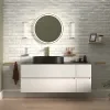Product Image for 1300mm White Wall Hung Vanity Unit with Worktop, Black Sink & Side Unit 