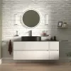 Product Image for 1300mm White Wall Hung Vanity Unit with Worktop, Black Sink & Side Unit 