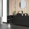 Jasmine 1600 Fluted Black Wall Vanity With Black Sink Two Side Units 3 Product Image for 1600mm Black Wall Hung Vanity Unit with Countertop, Black Marble Sink & Two Side Units