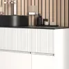 Product Image for 1600mm White Wall Hung Vanity Unit with Black Basin & Two Side Units 